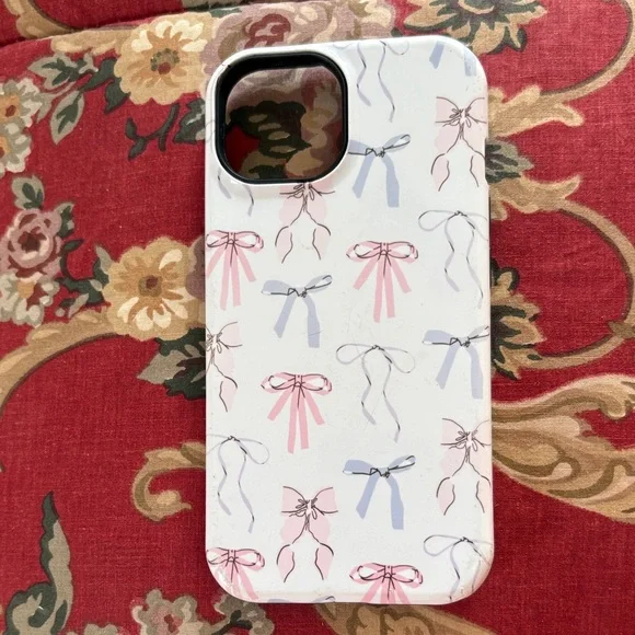 Decorative Bow Pattern Phone Case - Pink and Blue - Picture 3 of 4